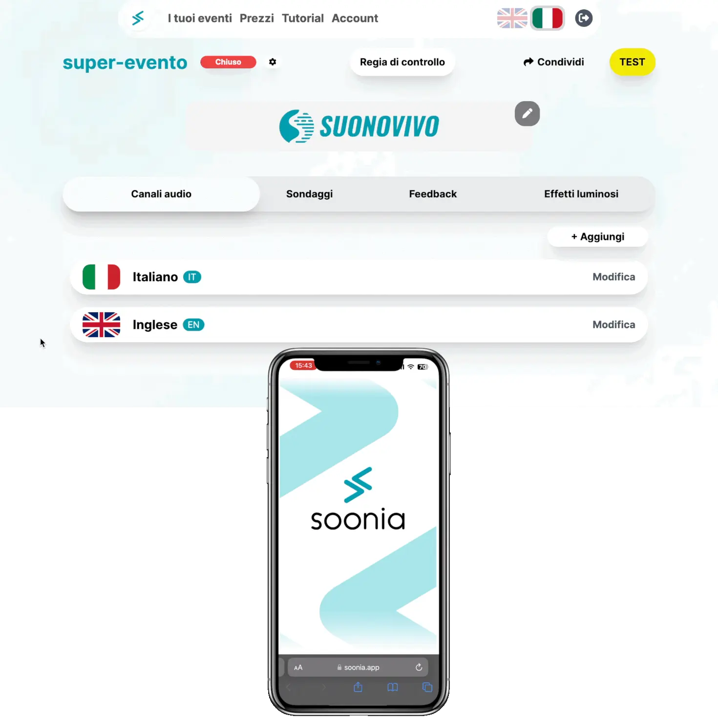 Soonia apertura evento